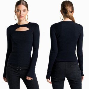 ??ALC Merino Wool Ribbed Knit Cut Out Long Sleeve Italian Yarn Garmentory Medium